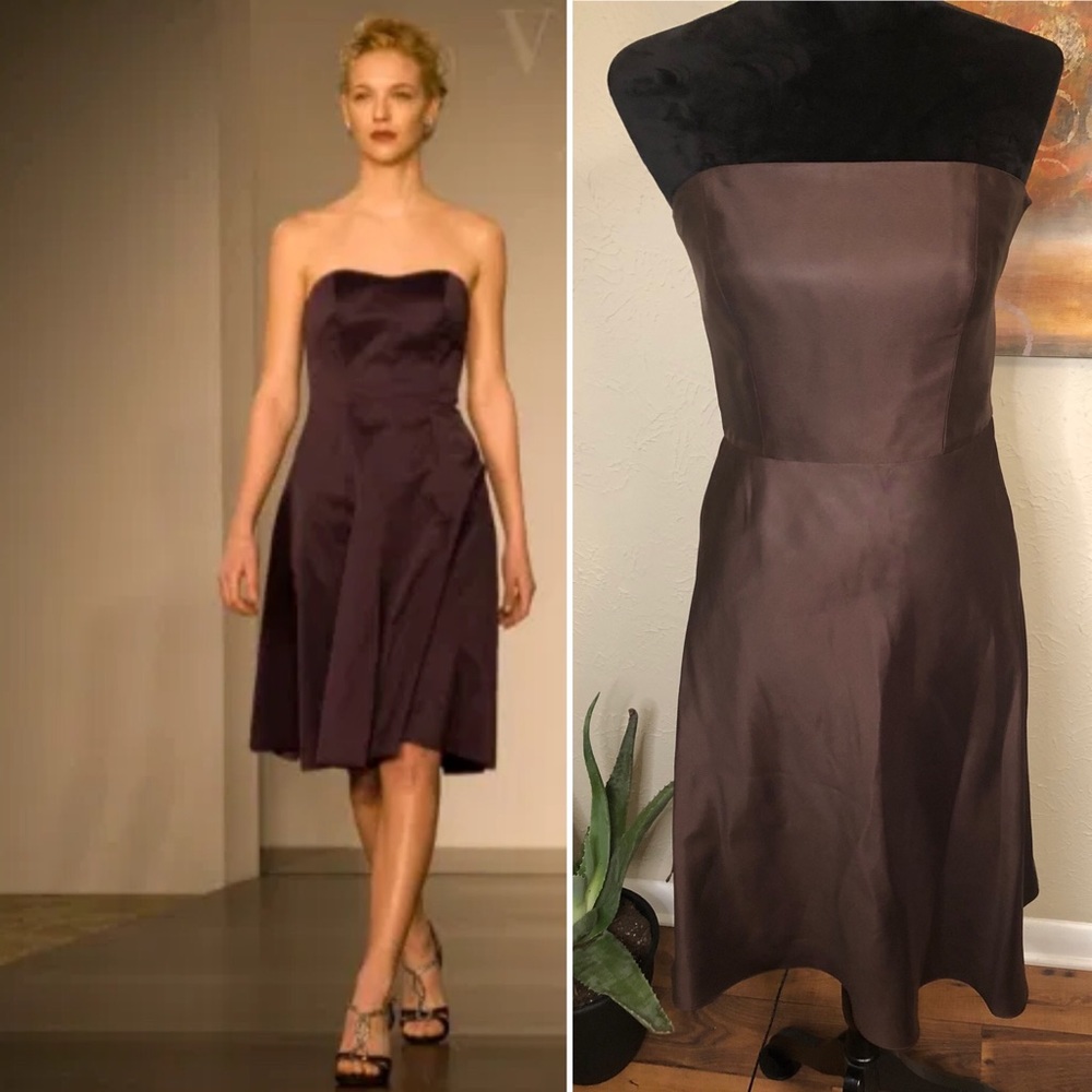 Ann Taylor Silk A-line Brown Cocktail Dress 2